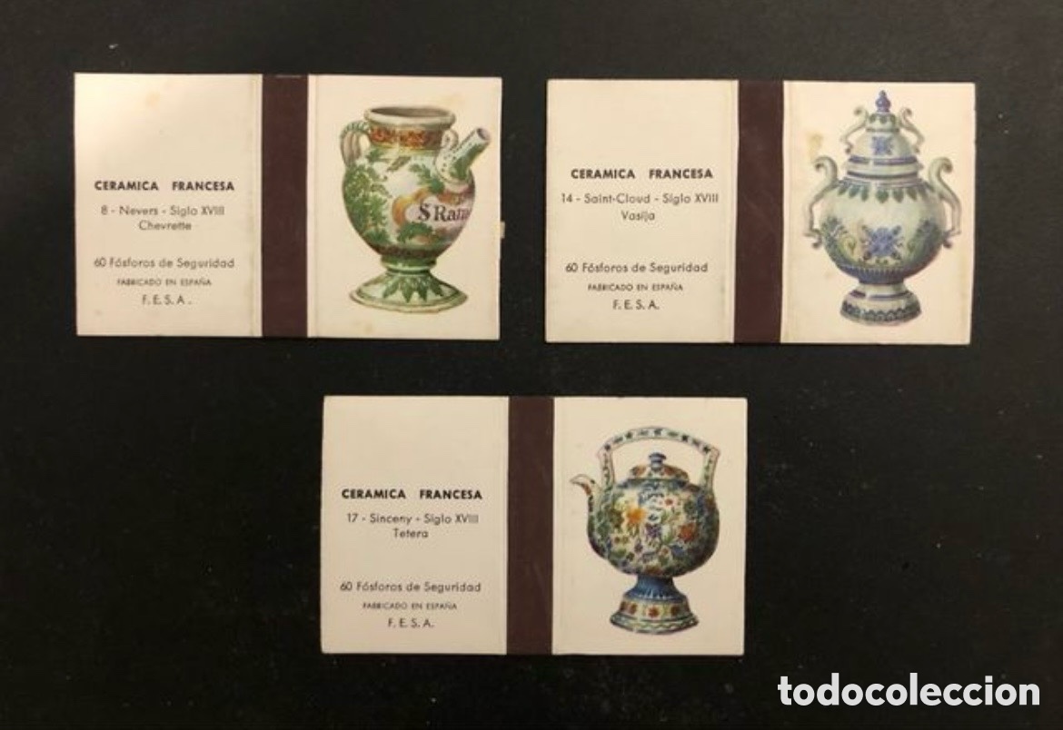 Coleccionismo: CAJAS DE CERILLAS FESA CER&Aacute;MICA FRANCESA BLANCAS