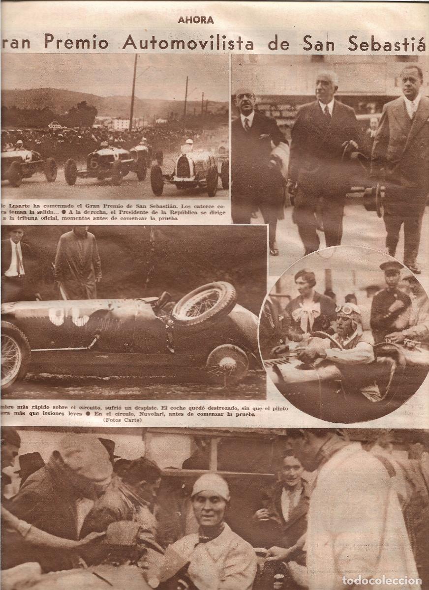 Coleccionismo: A&Ntilde;O 1933 RECORTE PRENSA AUTOMOVILISMO GRAN PREMIO DE SAN SEBASTIAN CHIRON CIRCUITO DE LASARTE