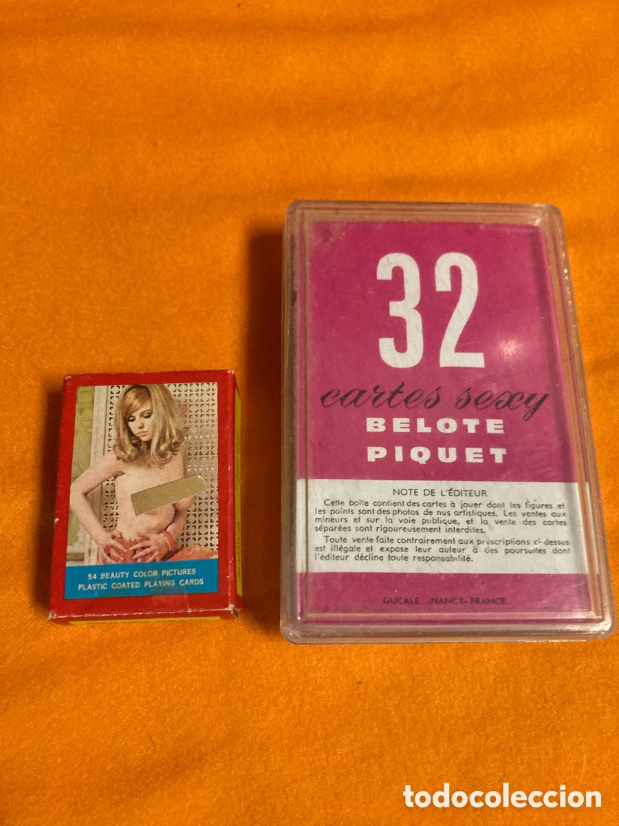 Coleccionismo: 2 Barajas de cartas eroticas - 32 cartes sexy de BELOTE PIQUET y Smiling brand 54 cartas mini baraja