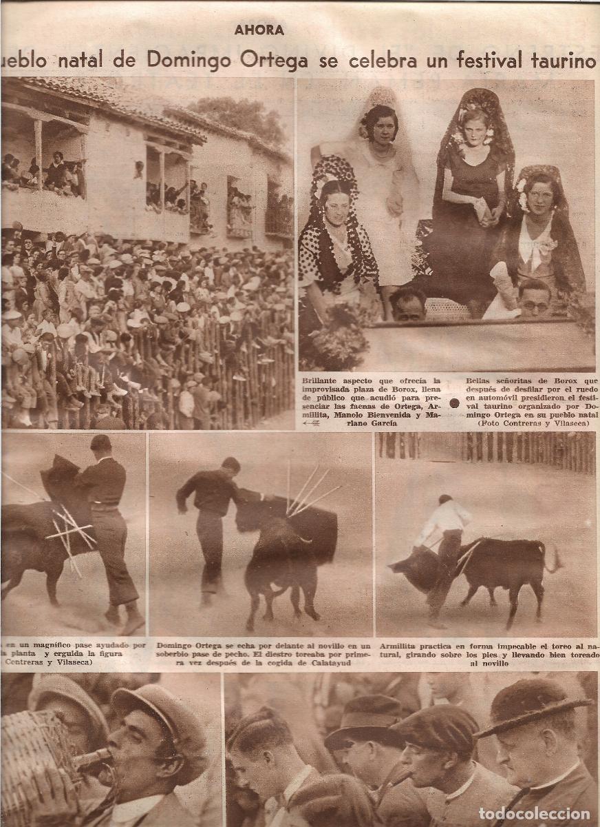 Coleccionismo: 1933 TORERO DOMINGO ORTEGA FESTIVAL TAURINO EN BOROX SU PUEBLO NATAL CON BIENVENIDA Y MARIANO GARCIA
