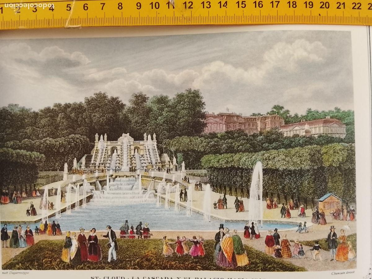 Coleccionismo: IMAGEN PARA ENMARCAR DE GRABADO O LITOGRAFIA DE LA EPOCA - SANTA CLOUD CASCADA PALACIO CIRCA 1845