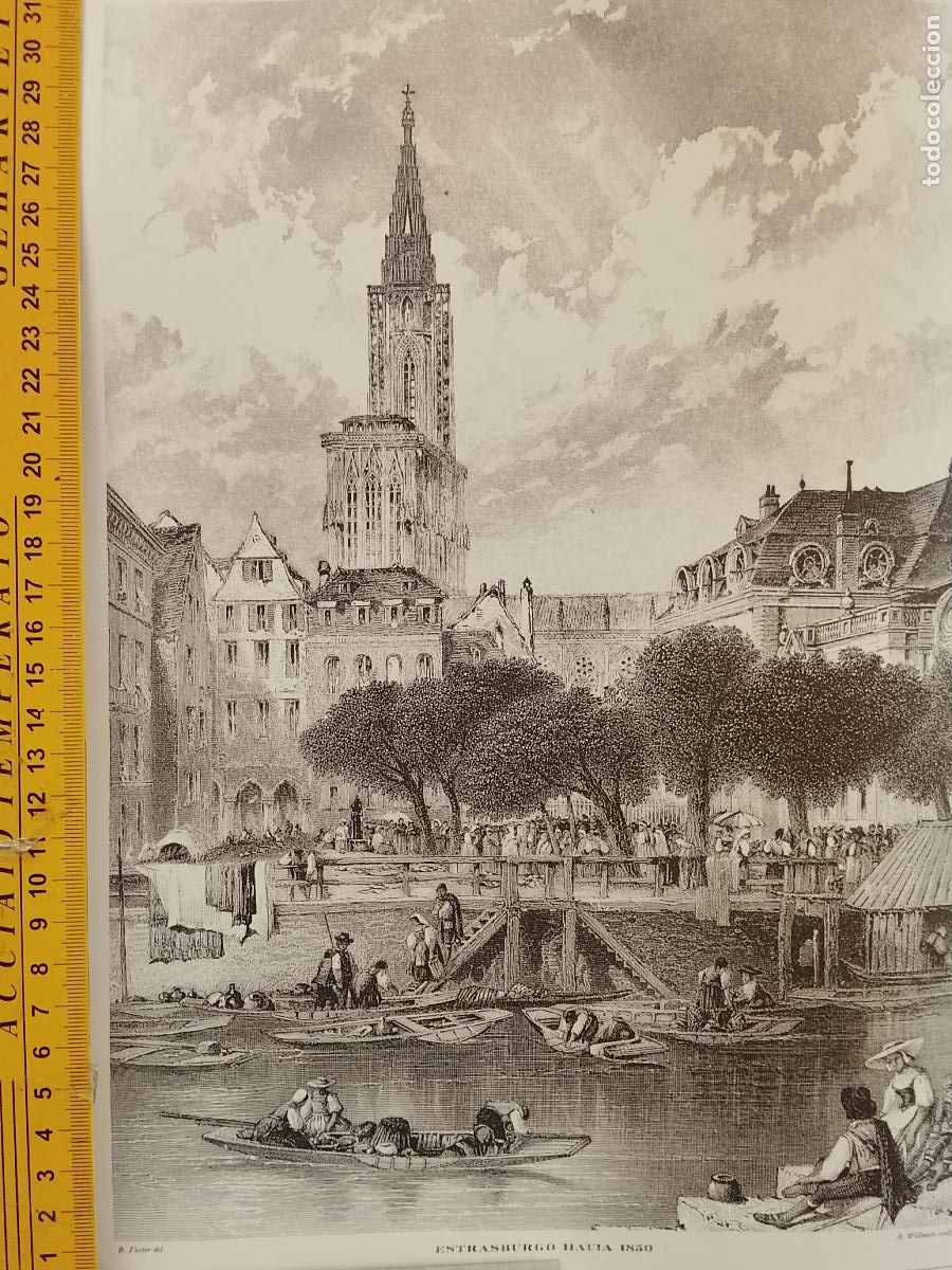 Coleccionismo: IMAGEN PARA ENMARCAR DE GRABADO O LITOGRAFIA DE LA EPOCA - EXTRASBURGO CIRCA 1850