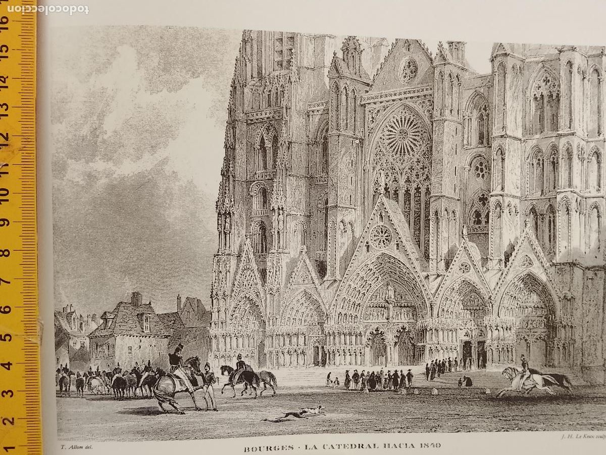 Coleccionismo: IMAGEN PARA ENMARCAR DE GRABADO O LITOGRAFIA DE LA EPOCA - CATEDRAL DE BOURGES CIRCA 1840