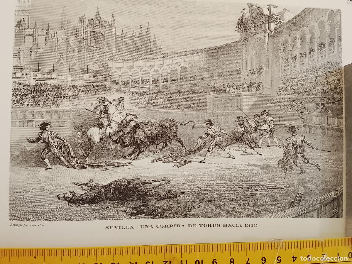 Coleccionismo: IMAGEN PARA ENMARCAR DE GRABADO O LITOGRAFIA DE LA EPOCA - SEVILLA TOROS CIRCA A&Ntilde;O 1850