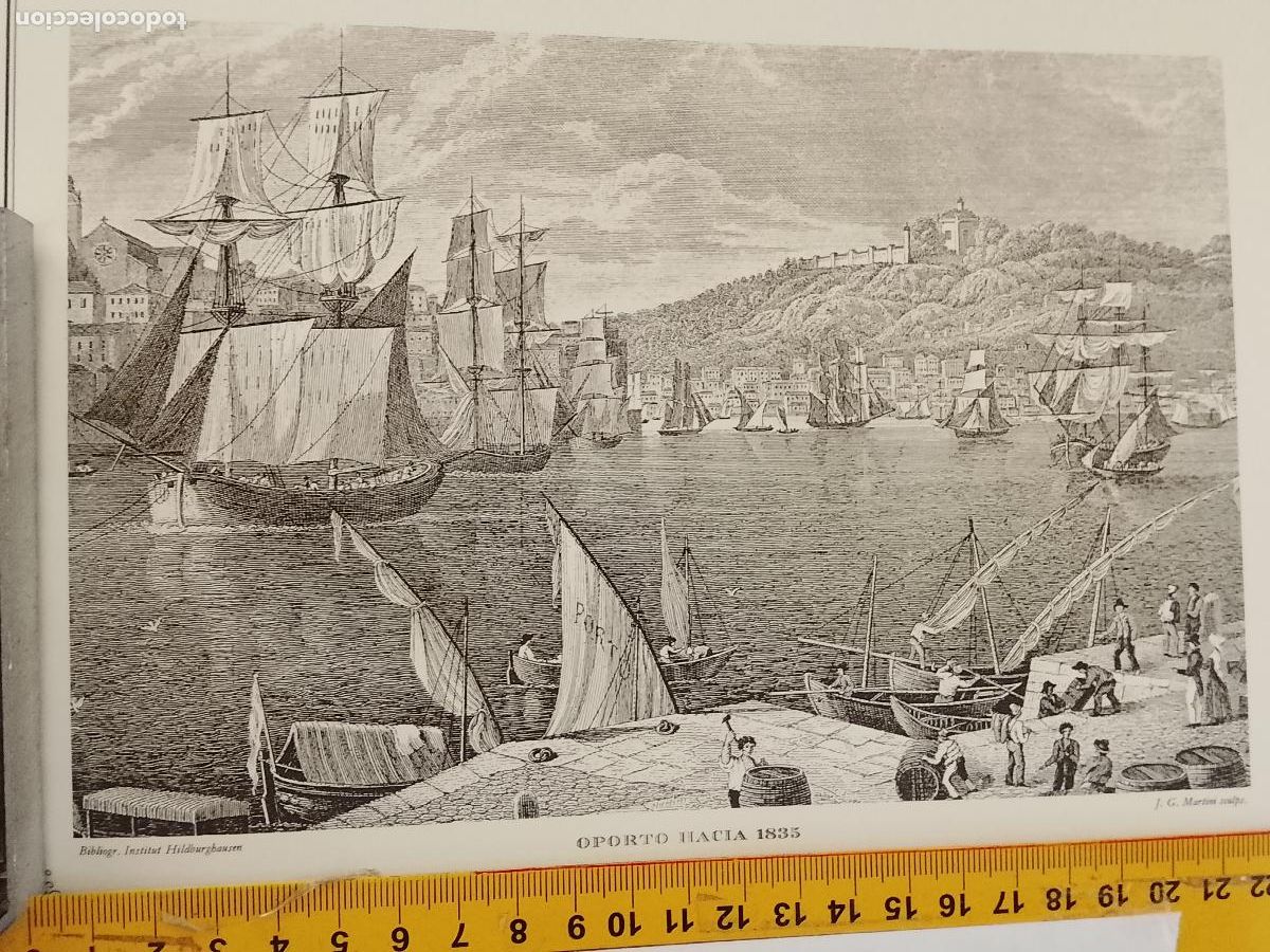 Coleccionismo: IMAGEN PARA ENMARCAR DE GRABADO O LITOGRAFIA DE LA EPOCA - BARCOS OPORTO CIRCA A&Ntilde;O 1835