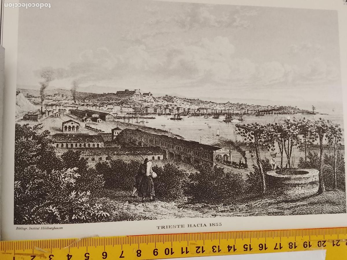 Coleccionismo: IMAGEN PARA ENMARCAR DE GRABADO O LITOGRAFIA DE LA EPOCA - TRIESTE CIRCA A&Ntilde;O 1855