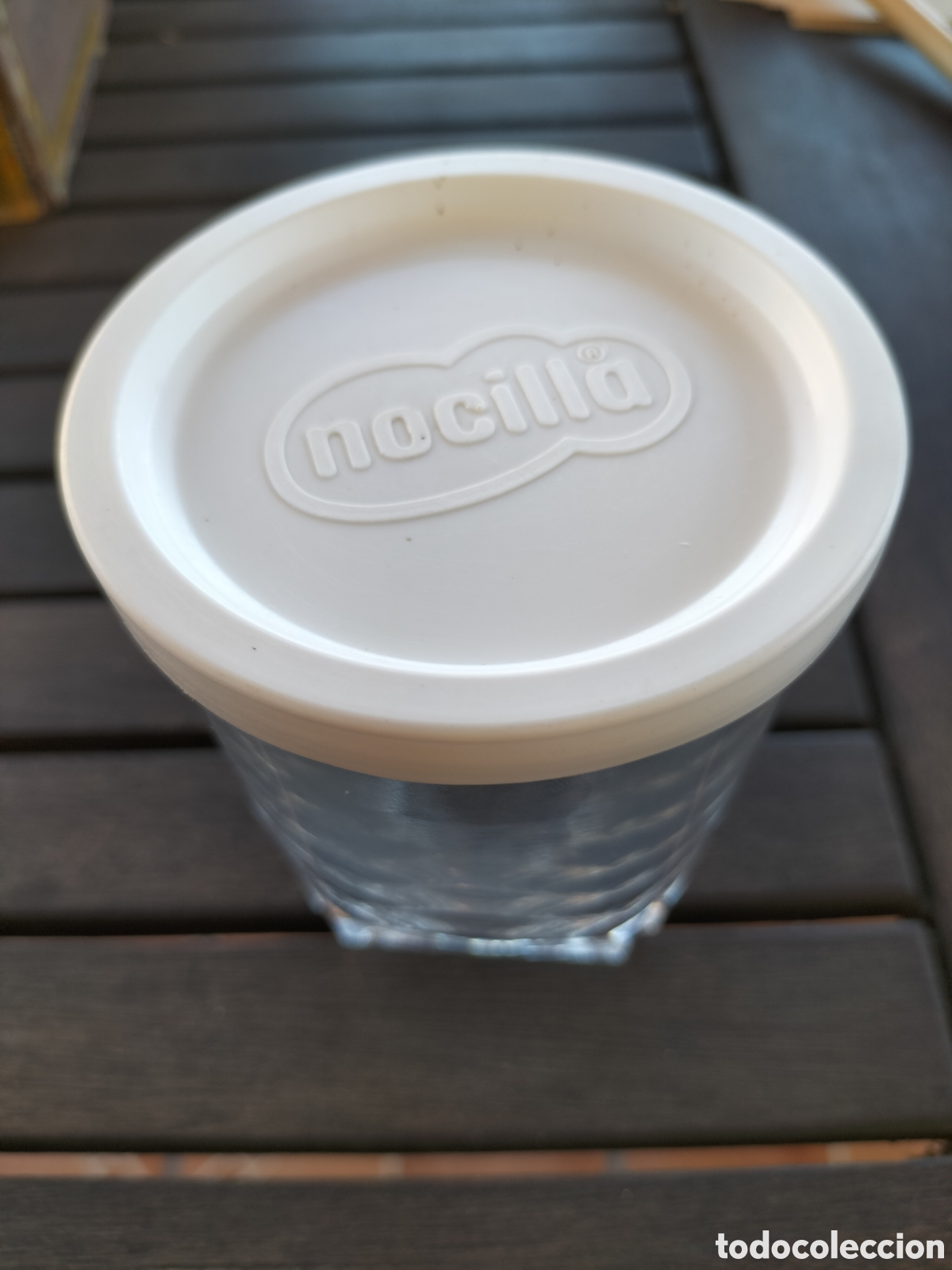 Coleccionismo: Nocilla. Vaso de Cristal con Tapa de Pl&aacute;stico. A&ntilde;os 70-80.