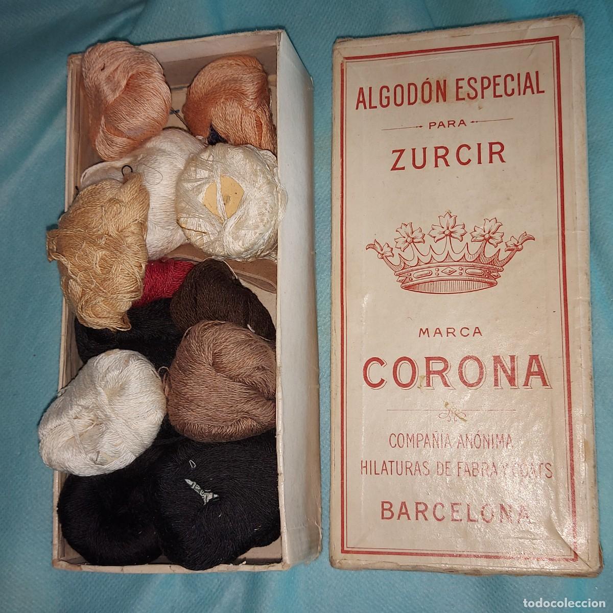 Coleccionismo: CAJA CORONA CON HILOS, HILATURAS