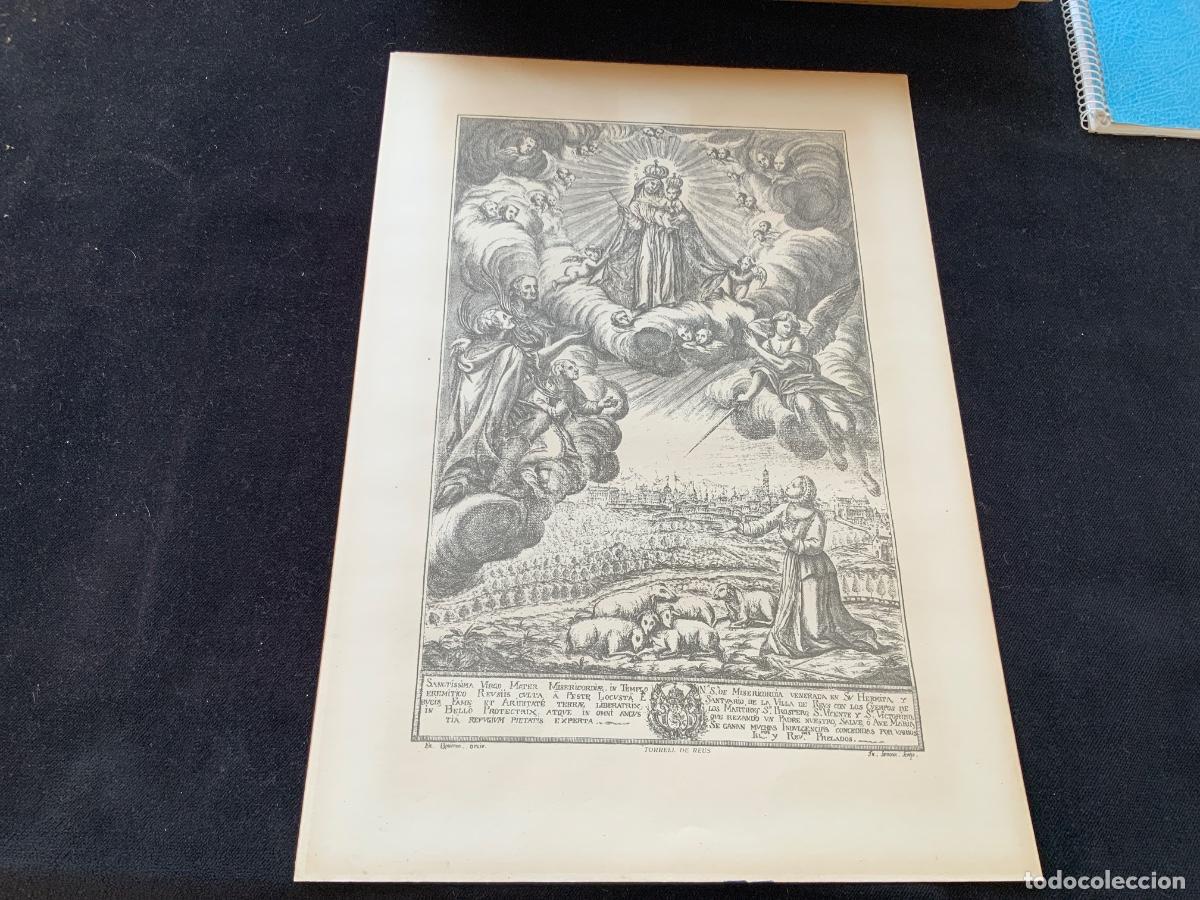 Coleccionismo: Antigua lamina de la virgen de misericordia en la ermita de Reus, Torrell, 40x27,5.