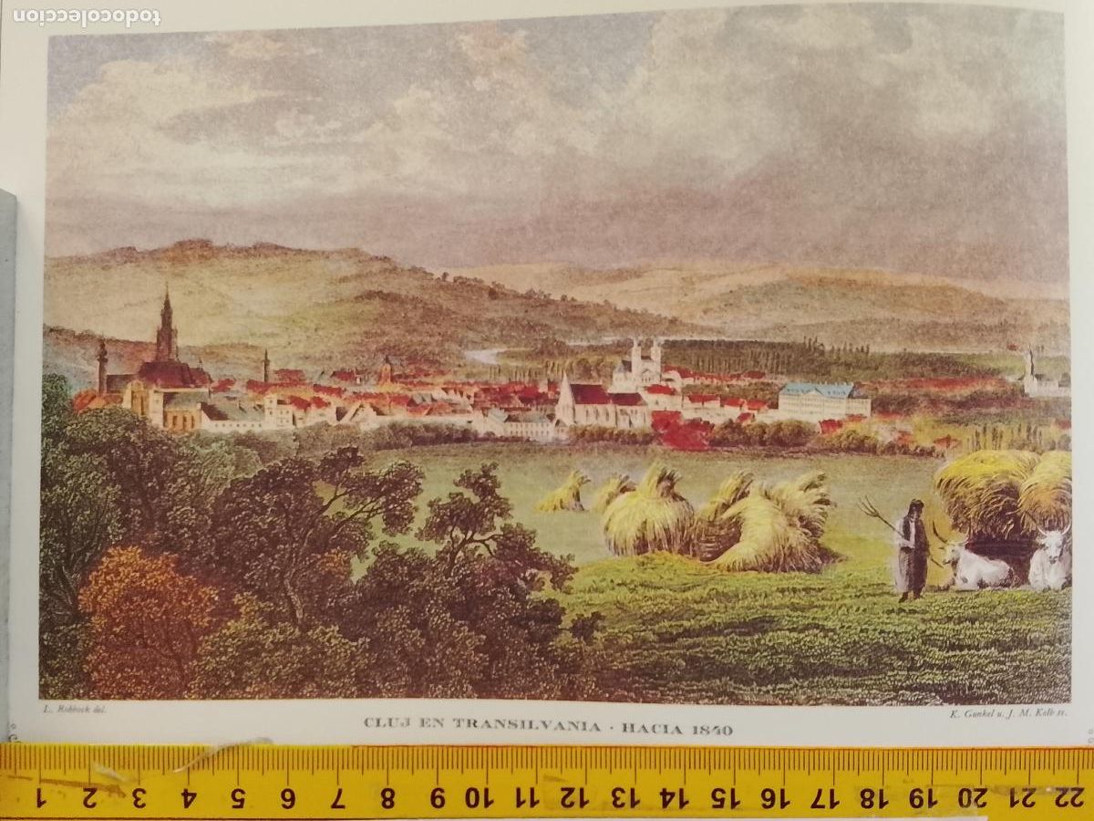 Coleccionismo: IMAGEN PARA ENMARCAR DE GRABADO O LITOGRAFIA DE LA EPOCA - CLUJ EN TRANSILVANIA CIRCA 1840