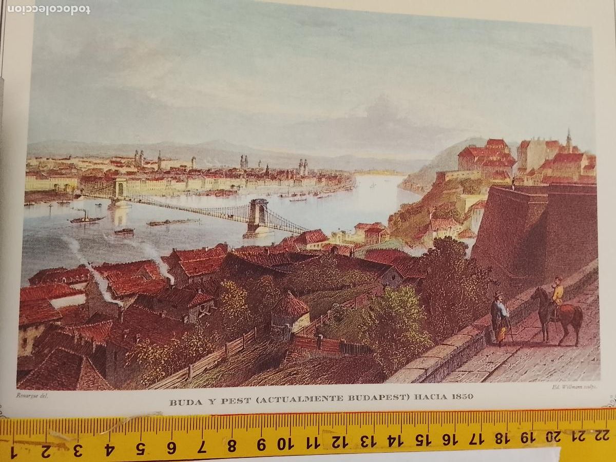 Coleccionismo: IMAGEN PARA ENMARCAR DE GRABADO O LITOGRAFIA DE LA EPOCA - BUDA Y PEST BUDAPES CIRCA 1840
