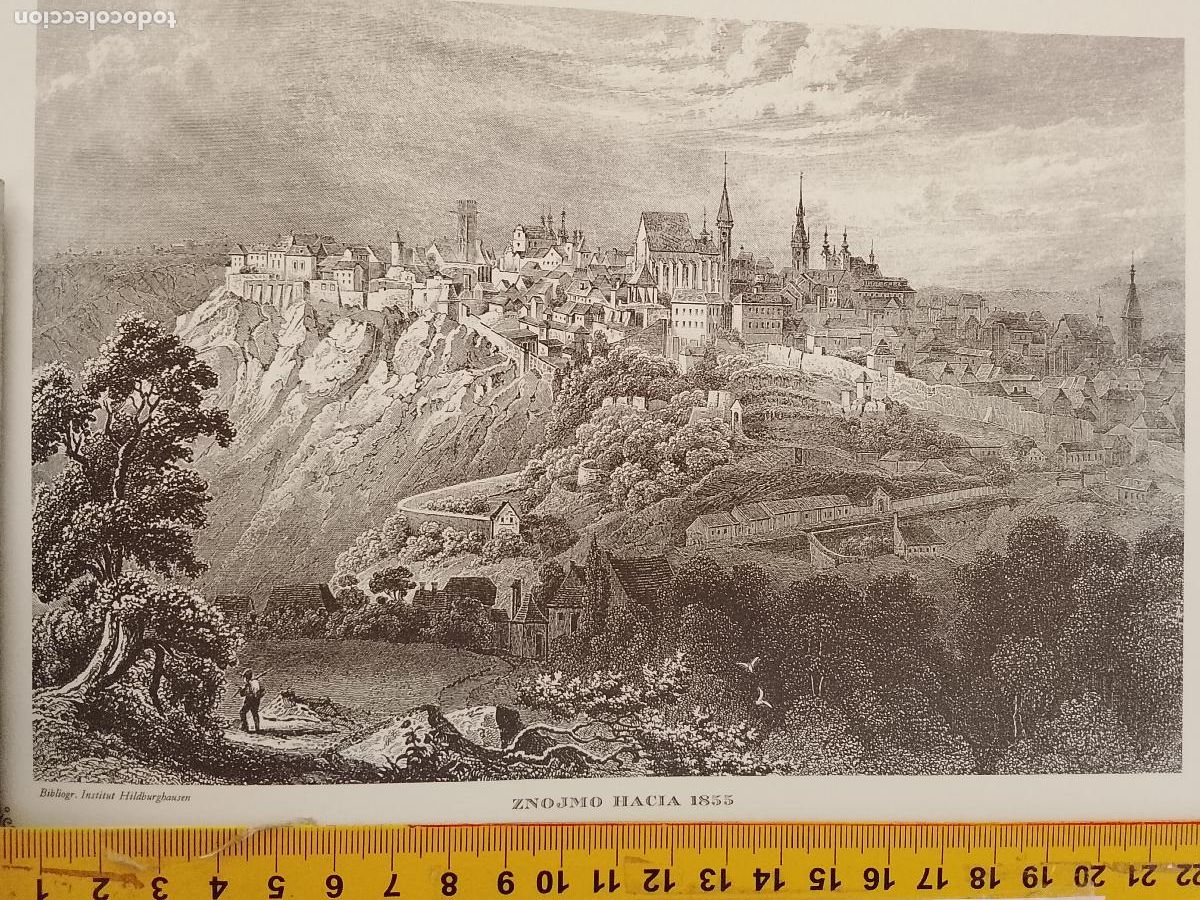 Coleccionismo: IMAGEN PARA ENMARCAR DE GRABADO O LITOGRAFIA DE LA EPOCA - ZNOJMO CIRCA 1855