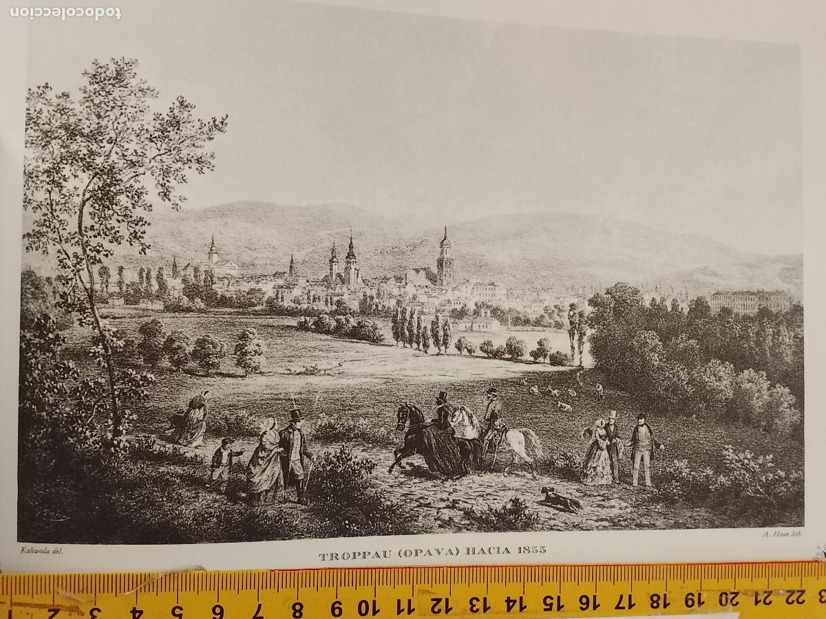 Coleccionismo: IMAGEN PARA ENMARCAR DE GRABADO O LITOGRAFIA DE LA EPOCA - TROPPAU OPAVA CIRCA A&Ntilde;O 1855