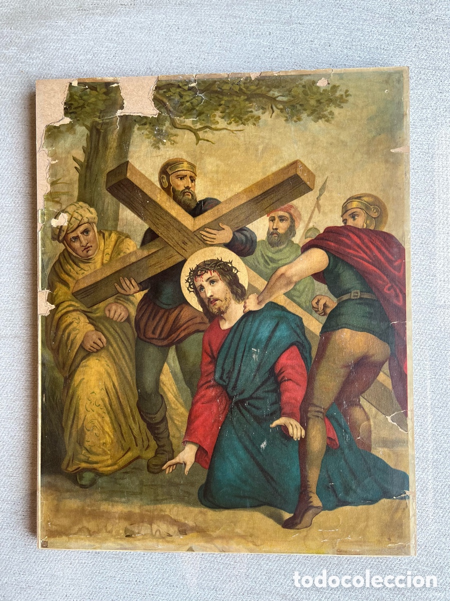 Coleccionismo: L&aacute;minas antiguas V&iacute;a Crucis - Foto 3