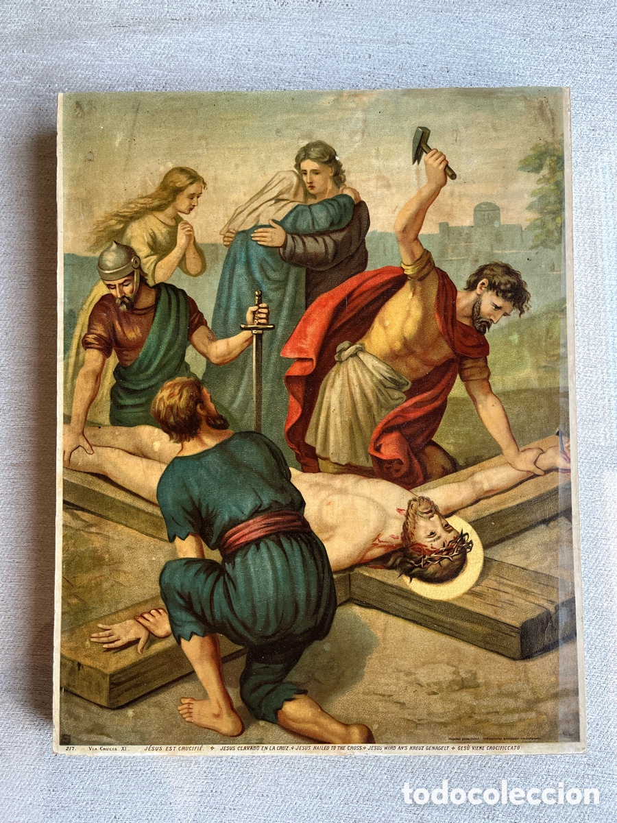 Coleccionismo: L&aacute;minas antiguas V&iacute;a Crucis - Foto 8