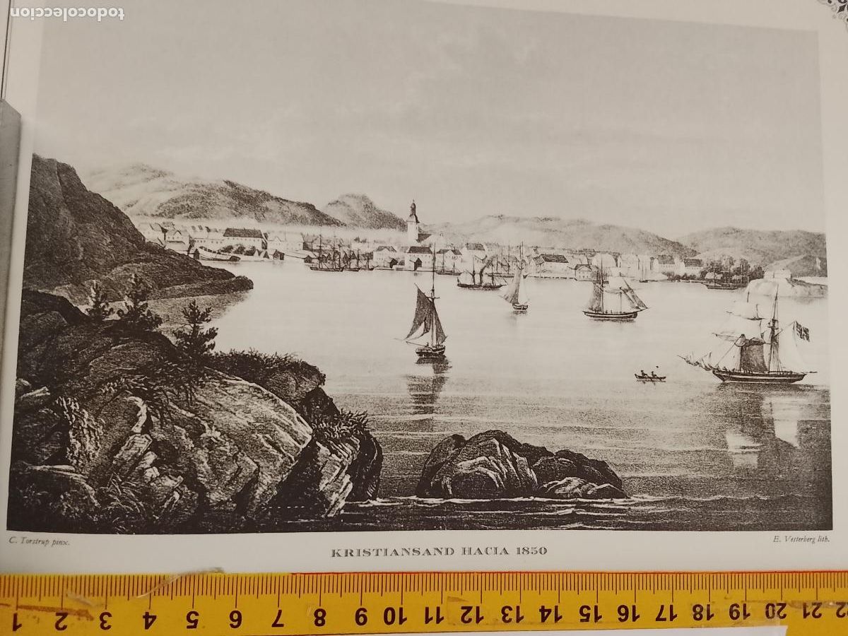 Coleccionismo: IMAGEN PARA ENMARCAR DE GRABADO O LITOGRAFIA DE LA EPOCA - KRISTIANSAND CIRCA A&Ntilde;O 1850