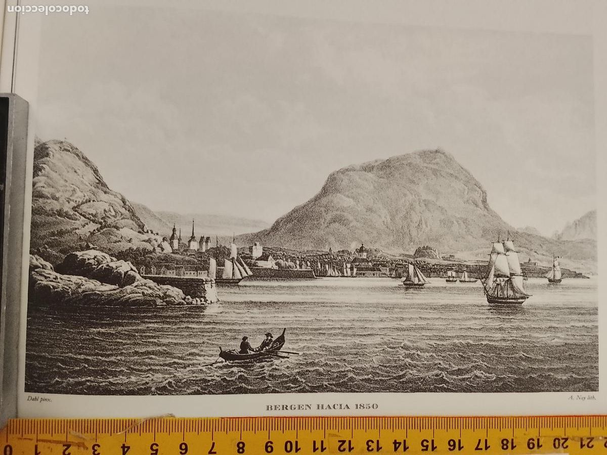 Coleccionismo: IMAGEN PARA ENMARCAR DE GRABADO O LITOGRAFIA DE LA EPOCA - BARCOS BERGEN CIRCA A&Ntilde;O 1850