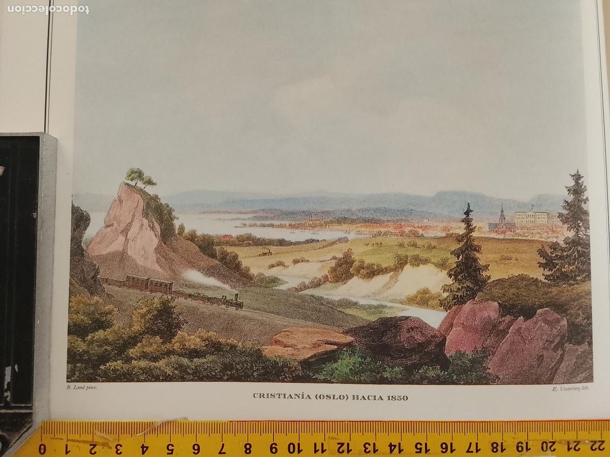 Coleccionismo: IMAGEN PARA ENMARCAR DE GRABADO O LITOGRAFIA DE LA EPOCA - CRISTIANIA OSLO CIRCA A&Ntilde;O 1850