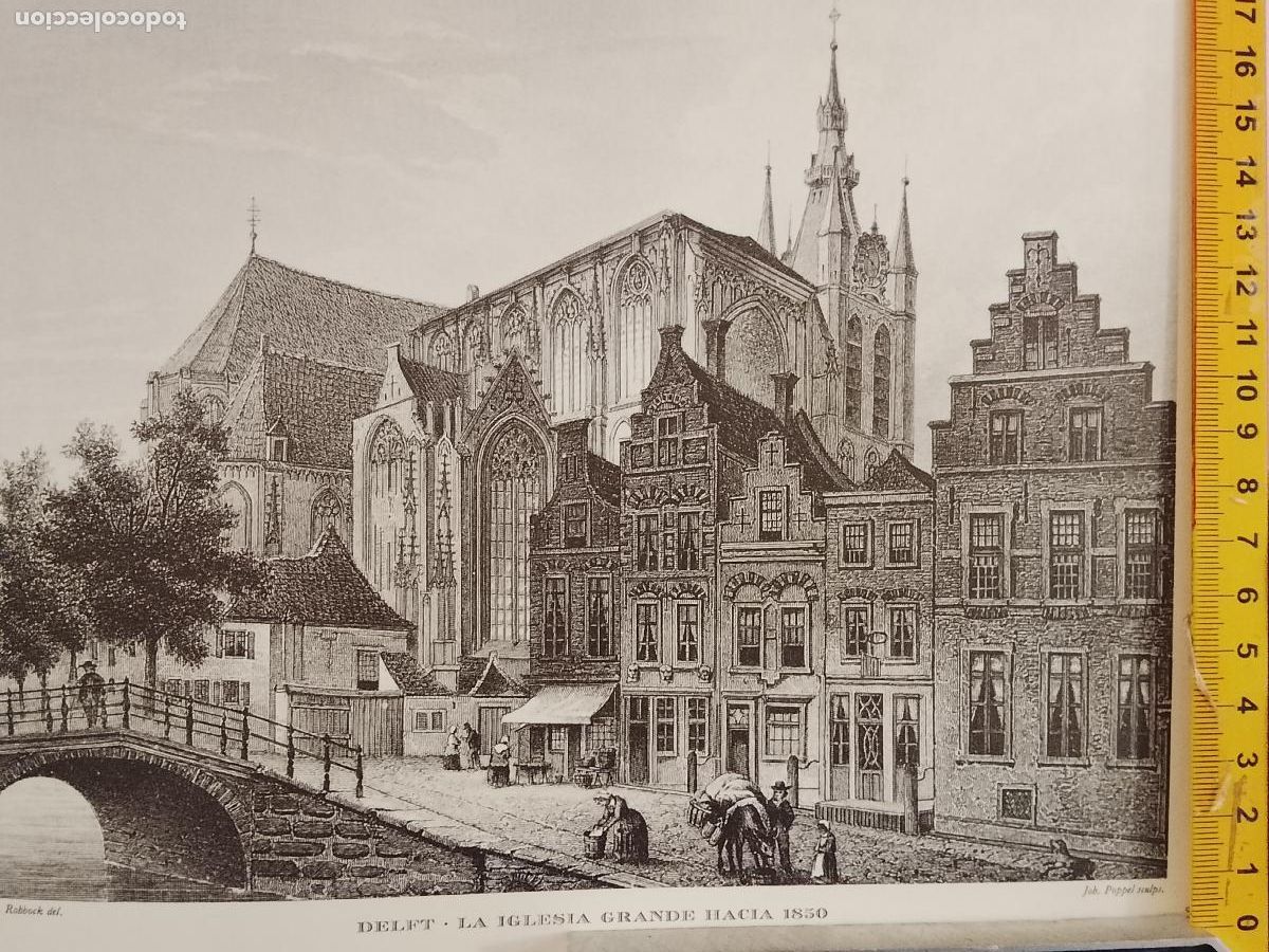 Coleccionismo: IMAGEN PARA ENMARCAR DE GRABADO O LITOGRAFIA DE LA EPOCA - DELFT IGLESIA GRANDE CIRCA A&Ntilde;O 1850