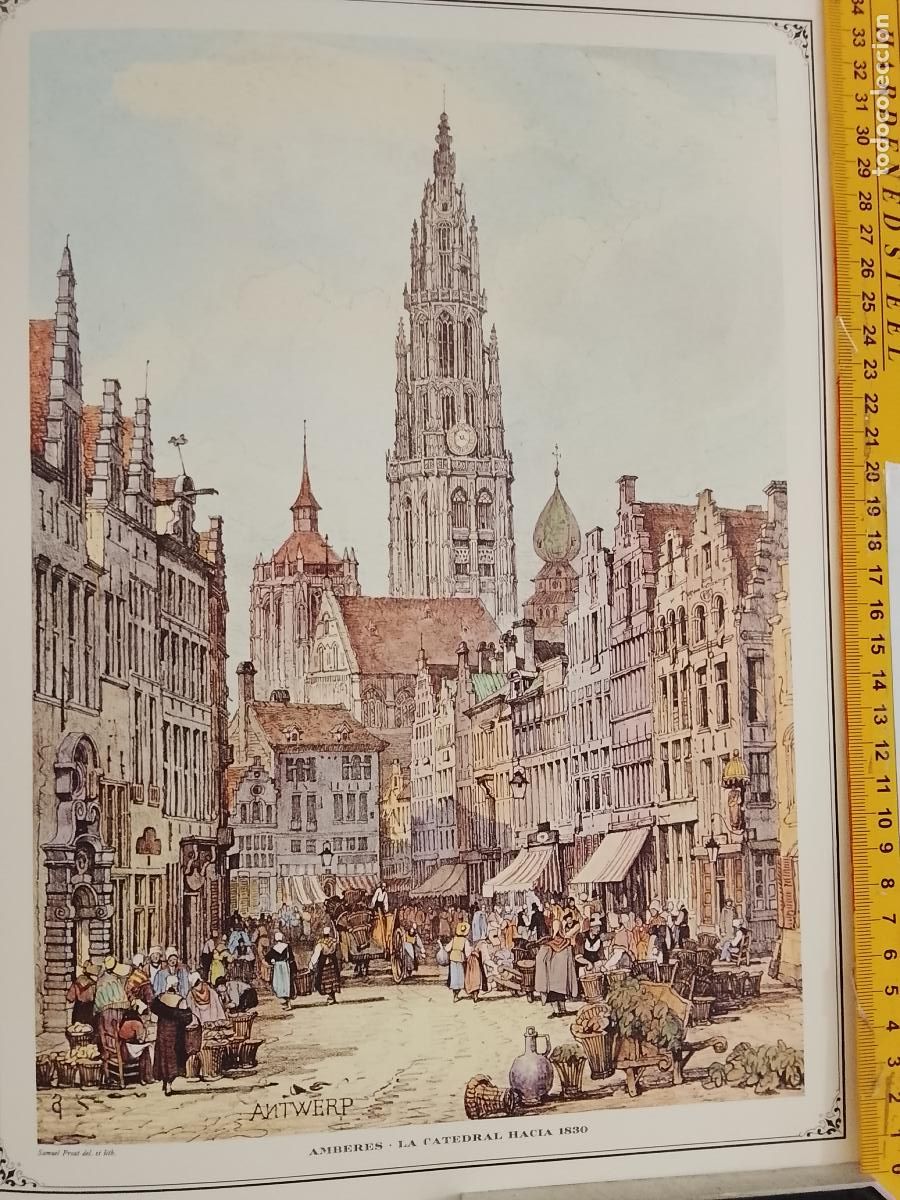 Coleccionismo: IMAGEN PARA ENMARCAR DE GRABADO O LITOGRAFIA DE LA EPOCA - AMBERES CATEDRAL CIRCA A&Ntilde;O 1830