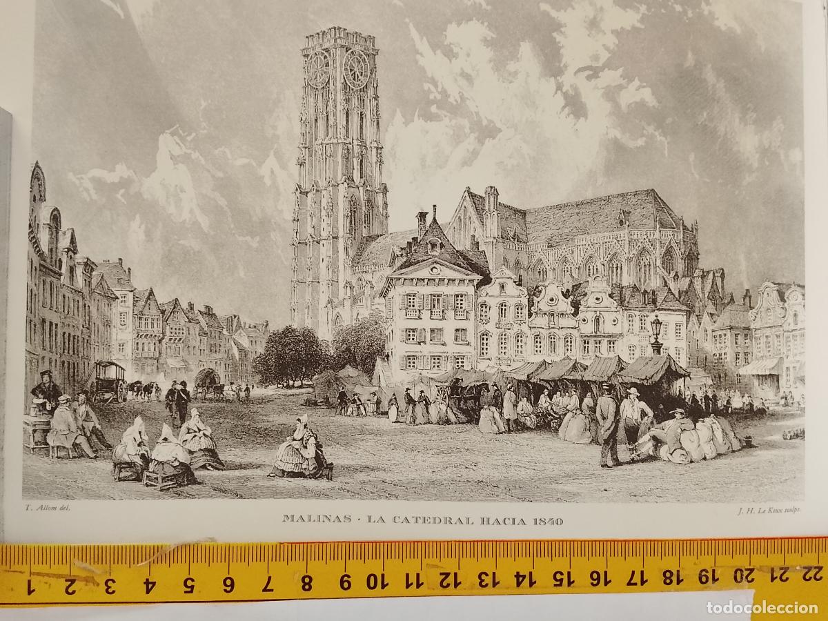 Coleccionismo: IMAGEN PARA ENMARCAR DE GRABADO O LITOGRAFIA DE LA EPOCA - MALINAS CATEDRAL CIRCA A&Ntilde;O 1840