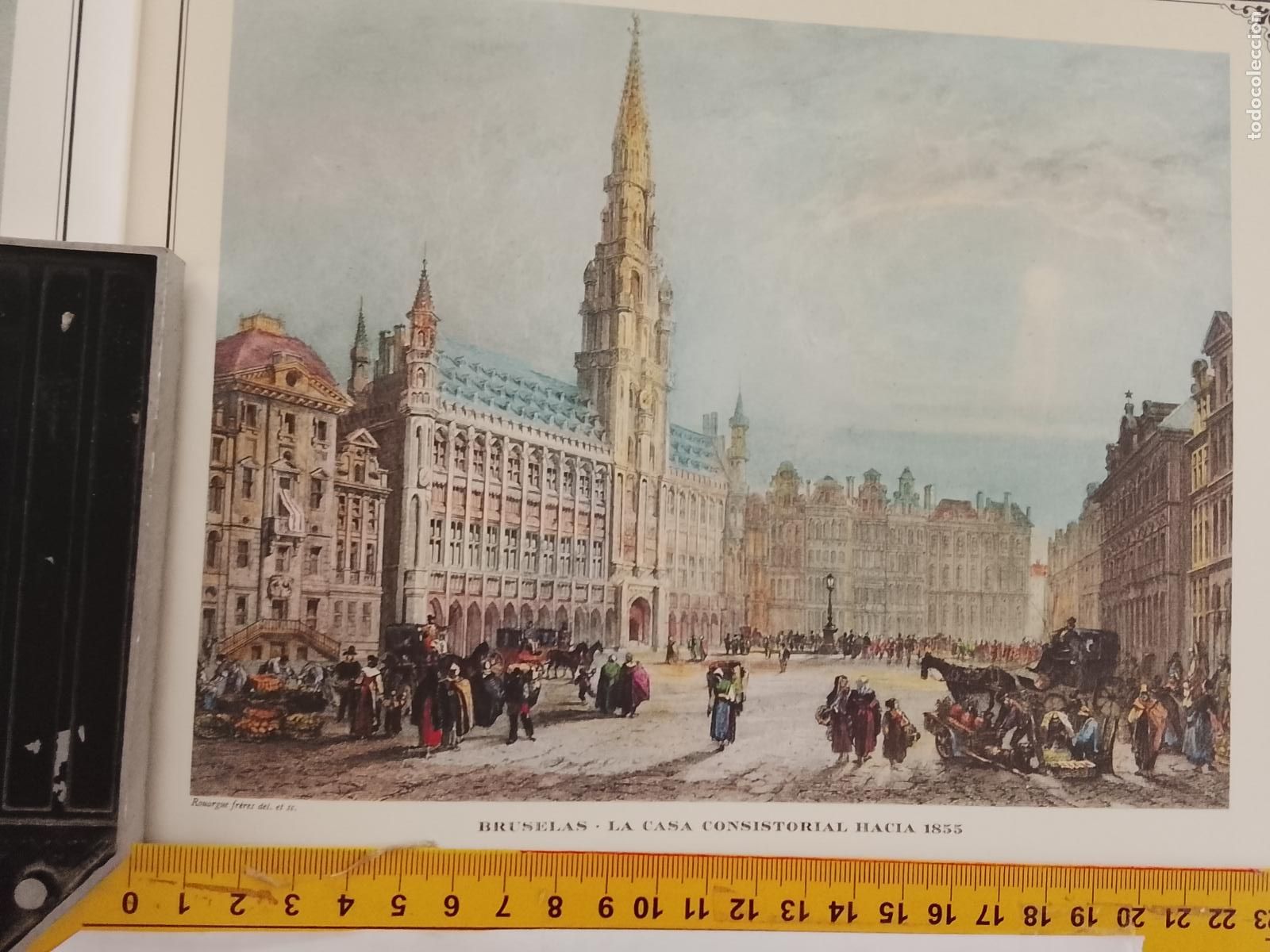 Coleccionismo: IMAGEN PARA ENMARCAR DE GRABADO O LITOGRAFIA DE LA EPOCA - BRUSELAS CASA CONSISTORIAL A&Ntilde;O 1855