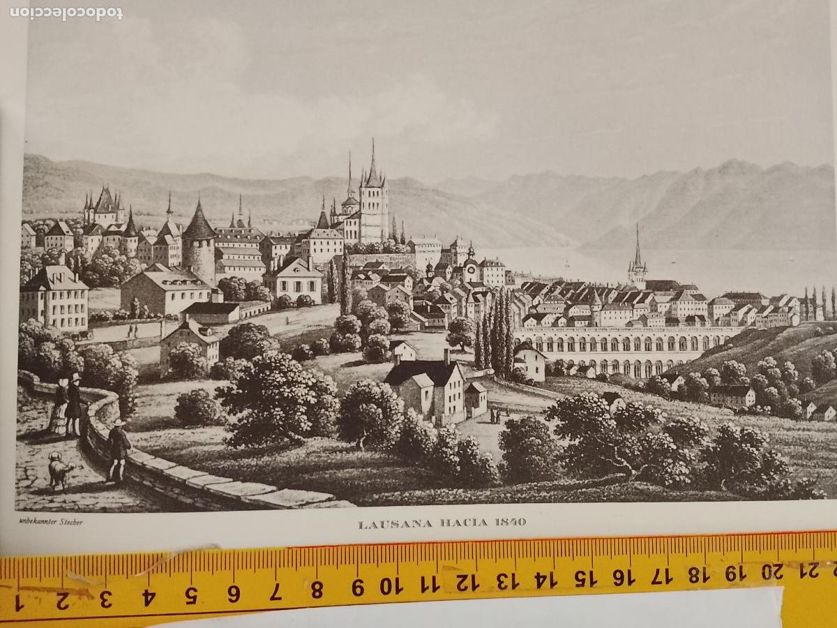 Coleccionismo: IMAGEN PARA ENMARCAR DE GRABADO O LITOGRAFIA DE LA EPOCA - LAUSANA A&Ntilde;O 1840