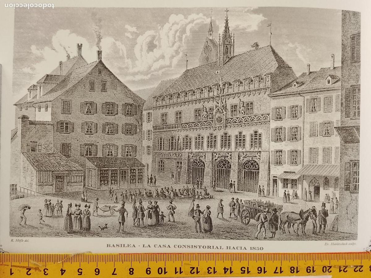 Coleccionismo: IMAGEN PARA ENMARCAR DE GRABADO O LITOGRAFIA DE LA EPOCA - BASILEA CASA CONSISTORIAL CIRCA A&Ntilde;O 1850
