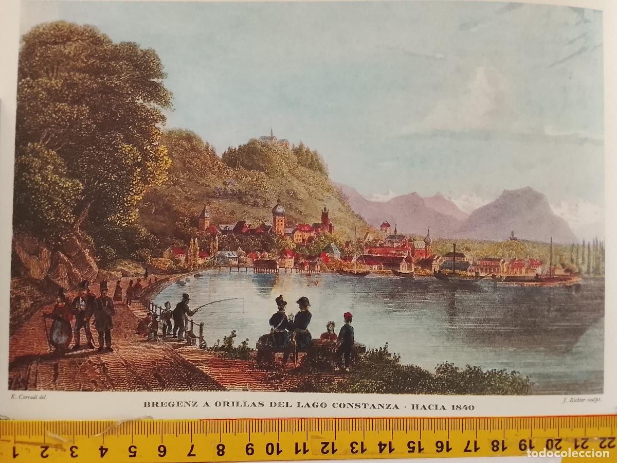 Coleccionismo: IMAGEN PARA ENMARCAR DE GRABADO O LITOGRAFIA DE LA EPOCA - LAGO CONSTANZA BREGENZ CIRCA A&Ntilde;O 1840