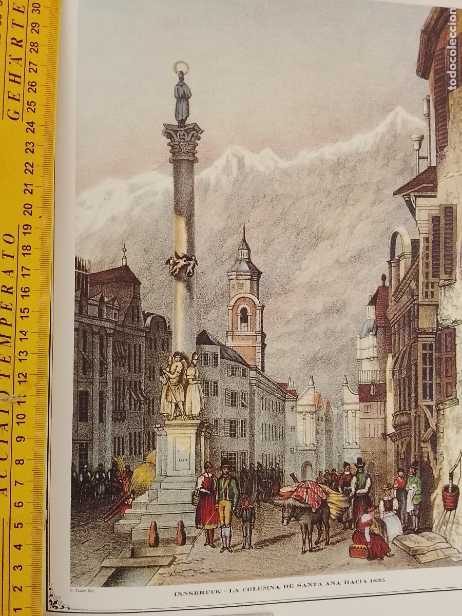 Coleccionismo: IMAGEN PARA ENMARCAR DE GRABADO O LITOGRAFIA DE LA EPOCA - COLUMNA SANTA ANA INNBRUCK CIRCA A&Ntilde;O 1835