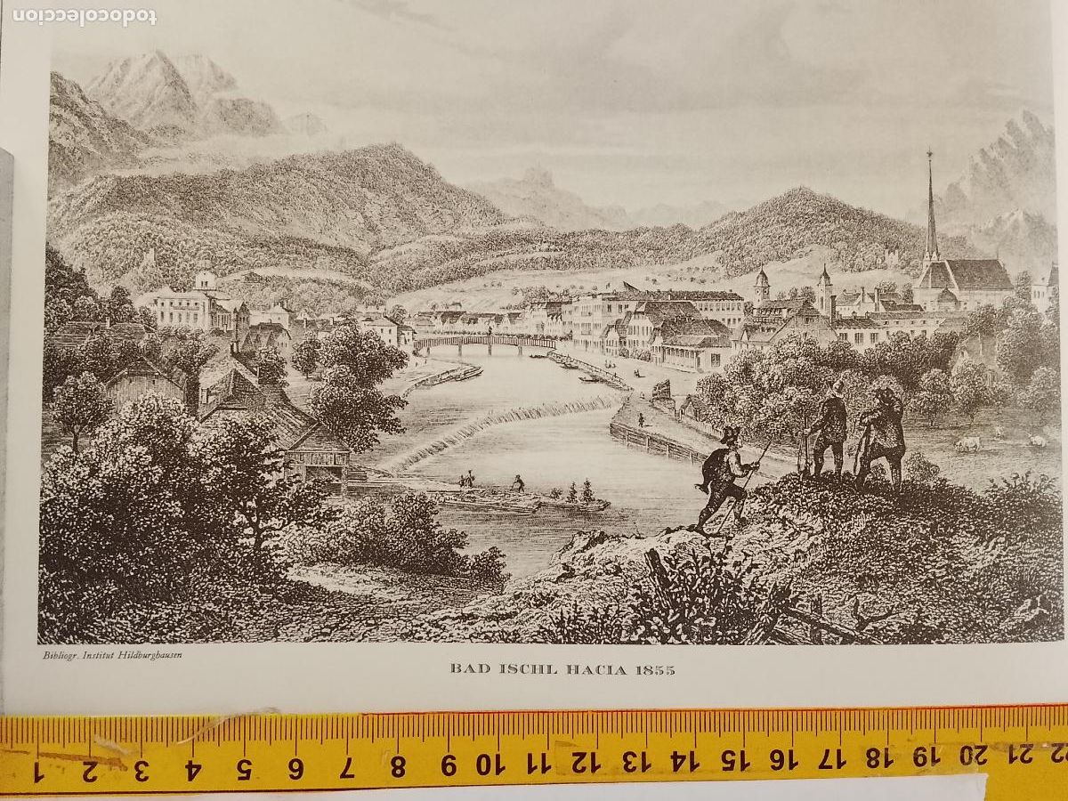 Coleccionismo: IMAGEN PARA ENMARCAR DE GRABADO O LITOGRAFIA DE LA EPOCA - BAD ISCHL CIRCA A&Ntilde;O 1855
