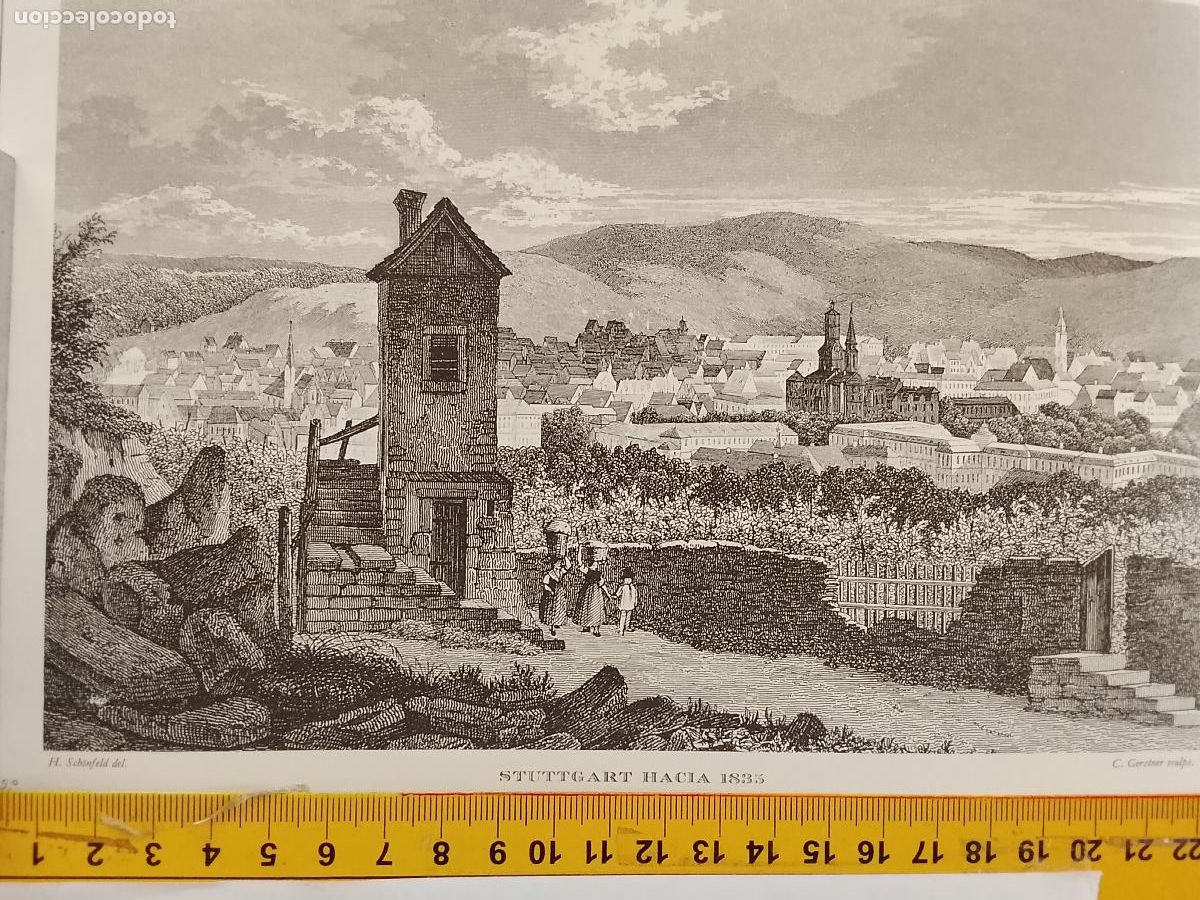 Coleccionismo: IMAGEN PARA ENMARCAR DE GRABADO O LITOGRAFIA DE LA EPOCA - STUTTGART CIRCA A&Ntilde;O 1835