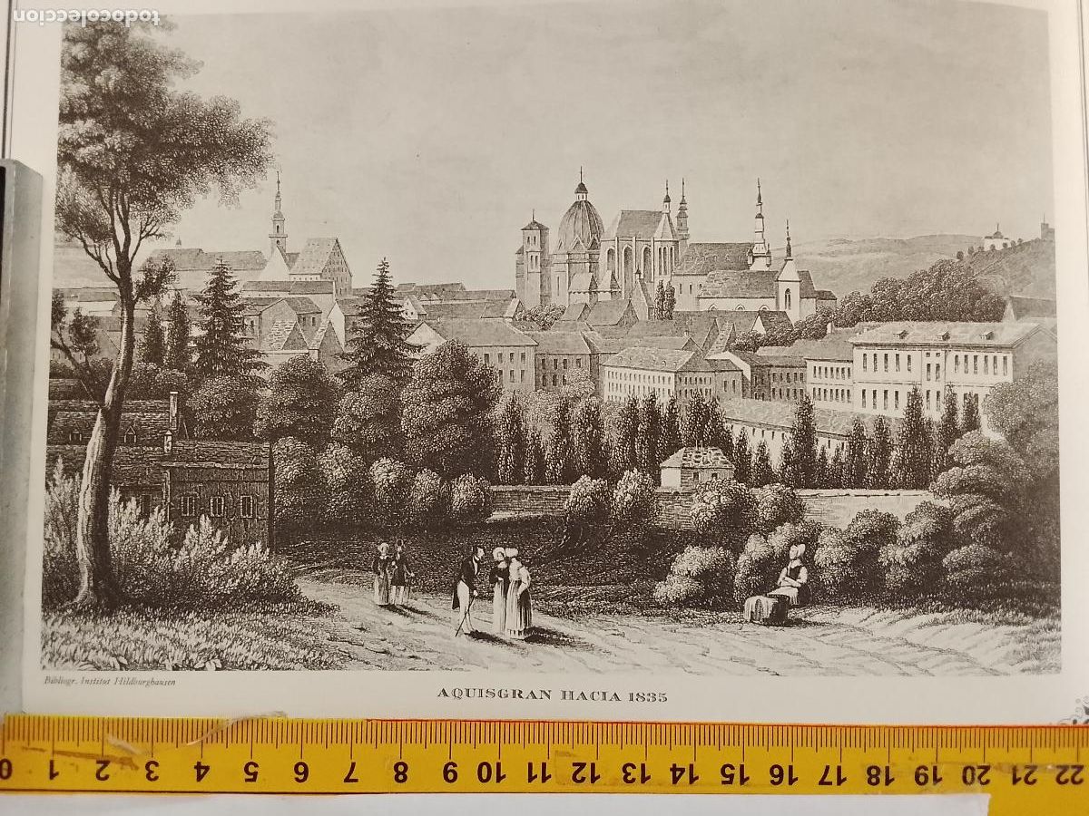 Coleccionismo: IMAGEN PARA ENMARCAR DE GRABADO O LITOGRAFIA DE LA EPOCA - AQUISGRAN CIRCA A&Ntilde;O 1835