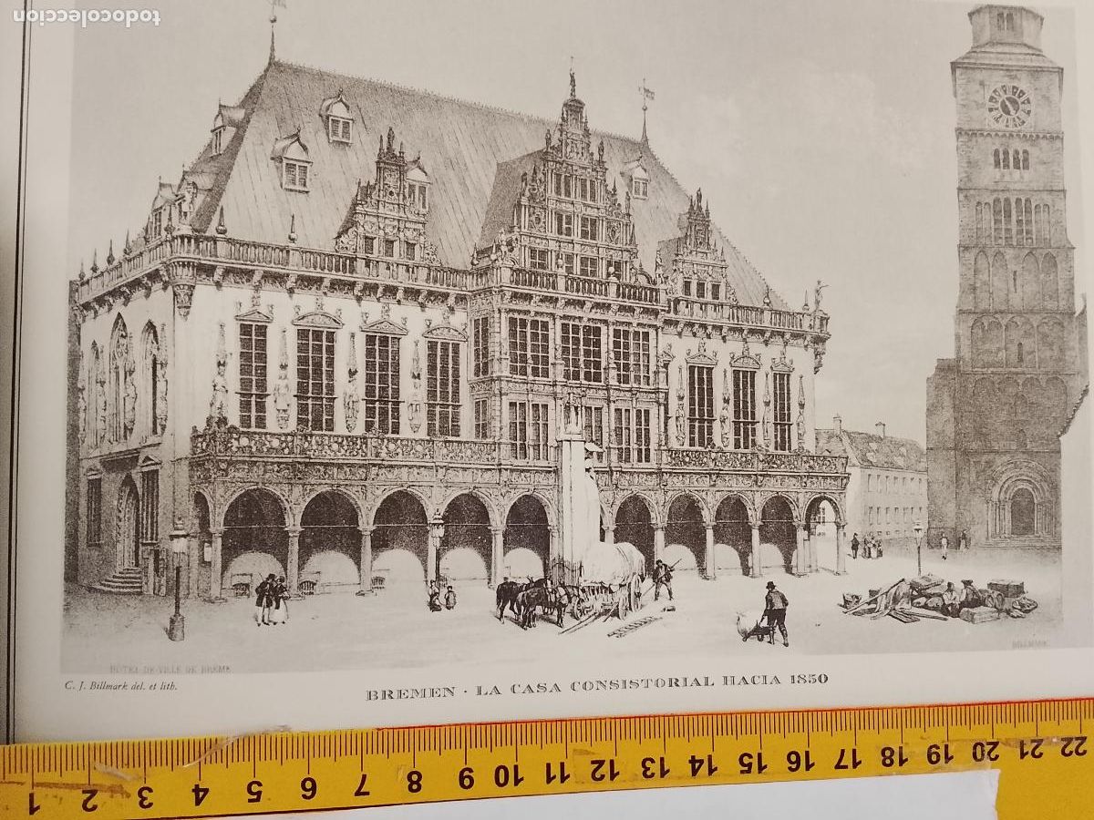 Coleccionismo: IMAGEN PARA ENMARCAR DE GRABADO O LITOGRAFIA DE LA EPOCA - BREMEN CIRCA A&Ntilde;O 1850