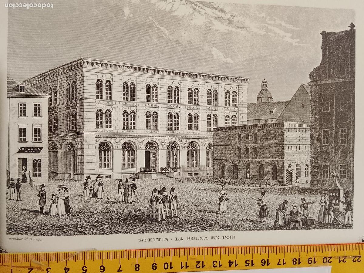 Coleccionismo: IMAGEN PARA ENMARCAR DE GRABADO O LITOGRAFIA DE LA EPOCA - STETTIN LA BOLSA CIRCA A&Ntilde;O 1839