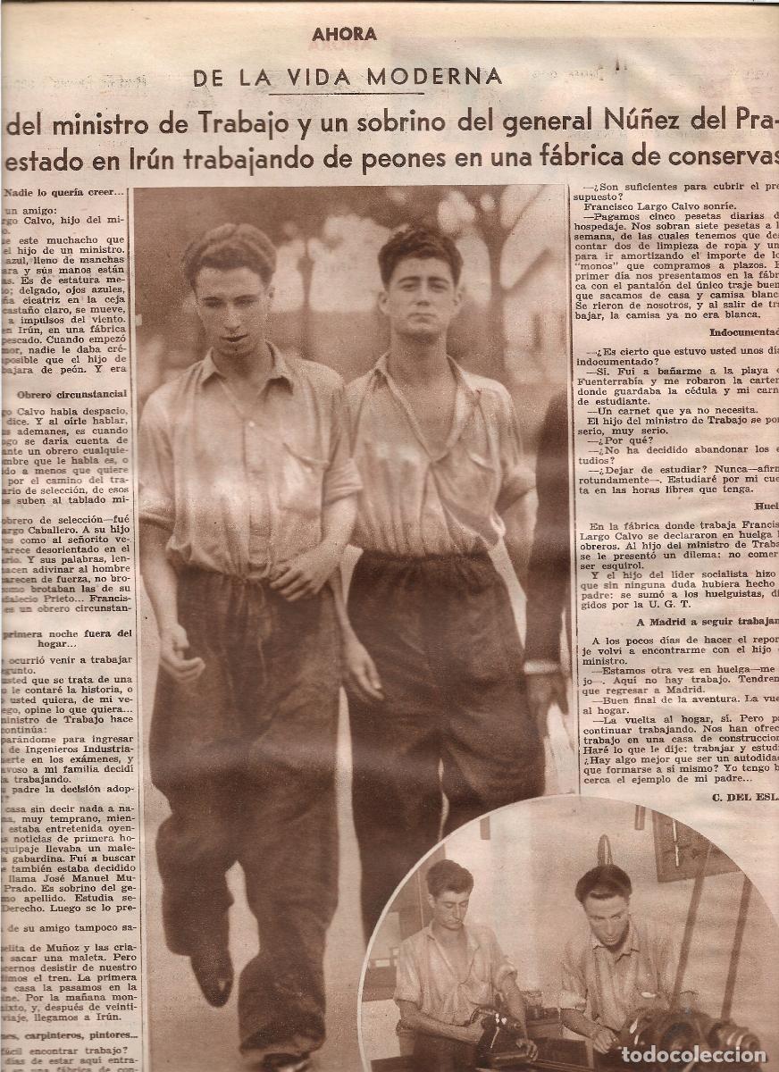 Coleccionismo: A&Ntilde;O 1933 FRANCISCO LARGO CABALLERO HIJO MINISTRO DE TRABAJO PEON EN FABRICA CONSERVAS EN IRUN