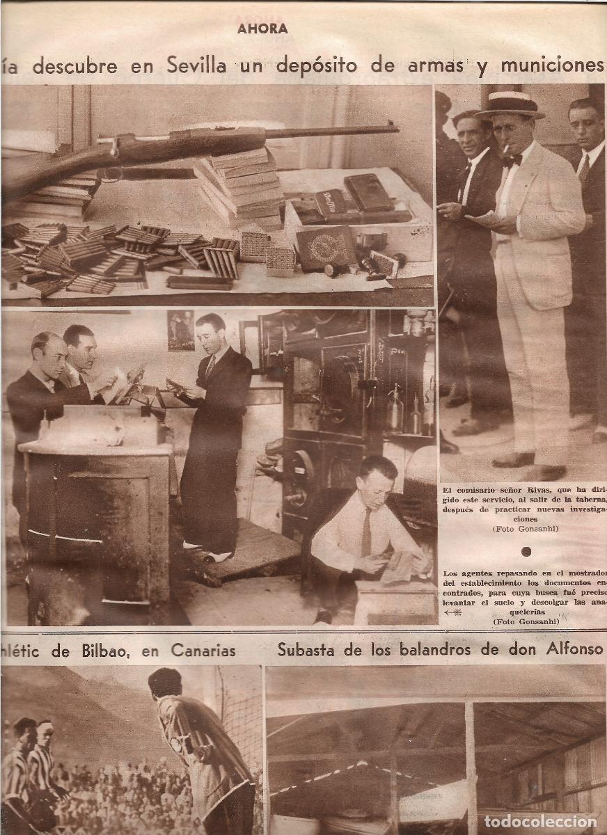 Coleccionismo: A&Ntilde;O 1933 RECORTE PRENSA SEVILLA EN UNA TABERNA DE PUERTA OSARIO POLICIA HALLAZGO DEPOSITO ARMAS