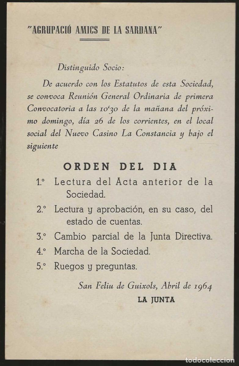 Coleccionismo: AGRUPACI&Oacute; AMICS DE LA SARDANA -- SANT FELIU DE GU&Iacute;XOLS