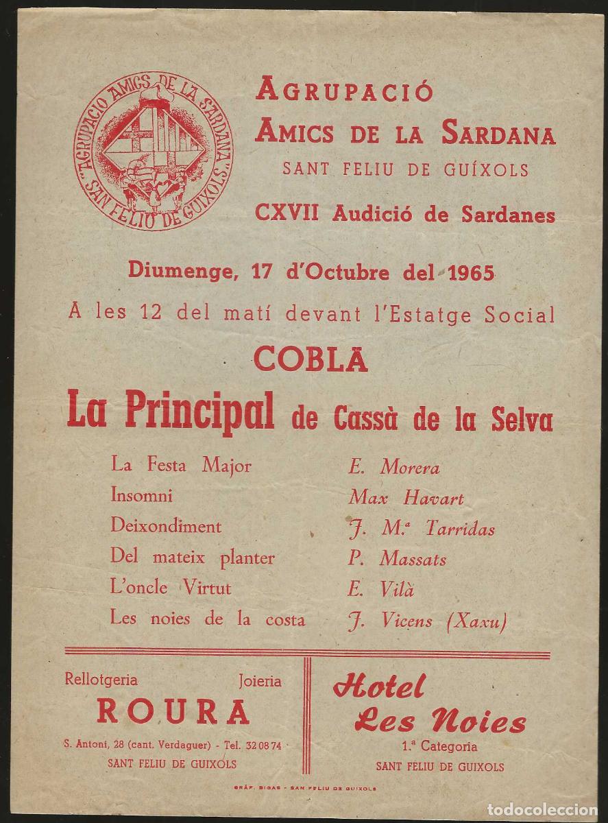 Coleccionismo: AGRUPACI&Oacute; AMICS DE LA SARDANA -- SANT FELIU DE GU&Iacute;XOLS