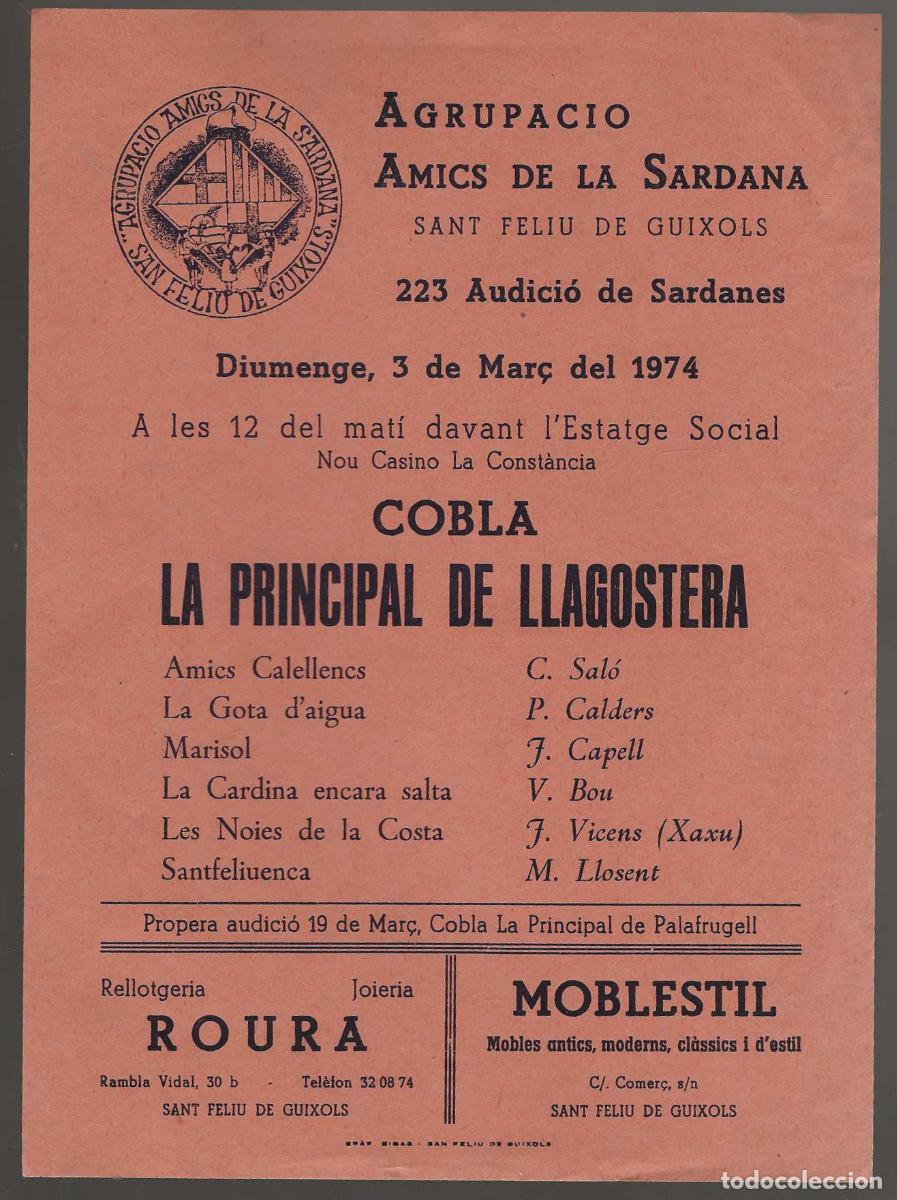 Coleccionismo: AGRUPACI&Oacute; AMICS DE LA SARDANA -- SANT FELIU DE GU&Iacute;XOLS
