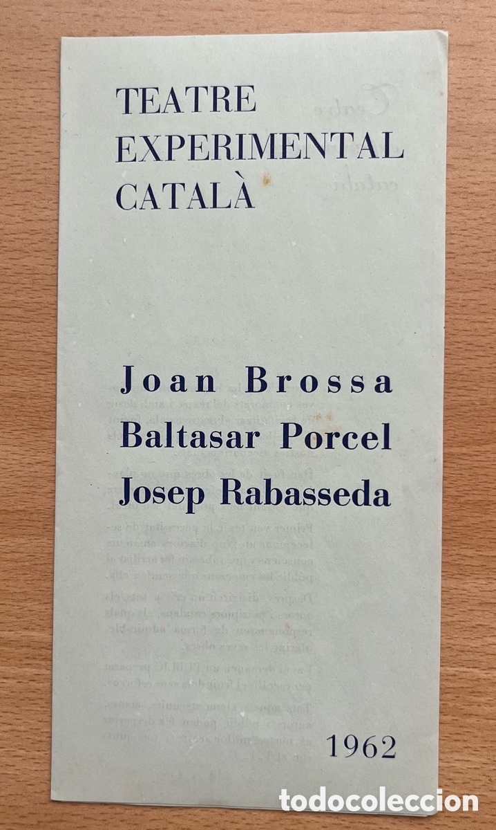 Coleccionismo: FOLLETO: TEATRE EXPERIMENTAL CATAL&Agrave; - JOAN BROSSA, BALTASAR PORCEL, JOSEP RABASSEDA - 1962