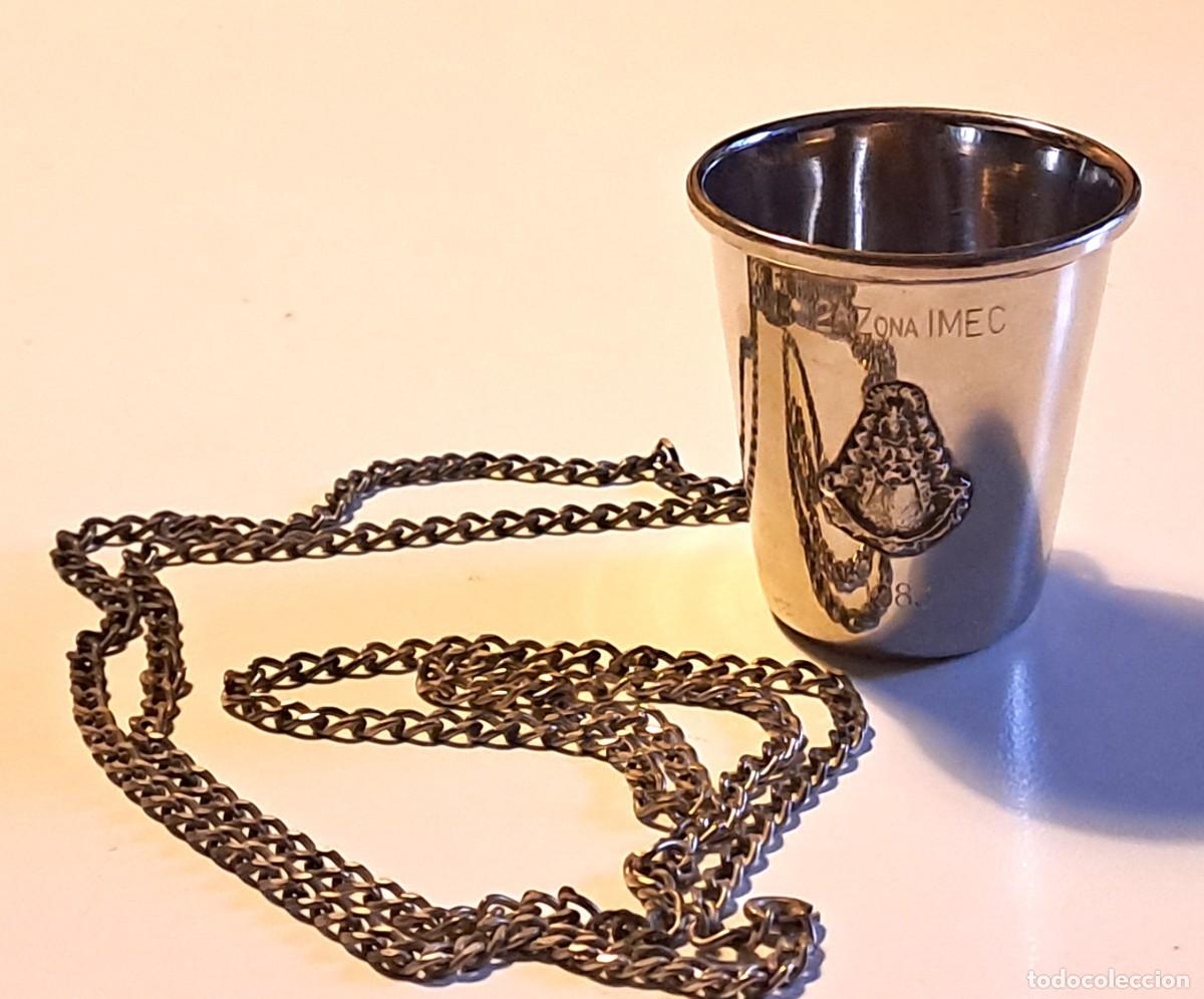 Coleccionismo: VASO CATAVINOS METAL PLATEADO O ALPACA CON VIRGEN DEL ROCIO
