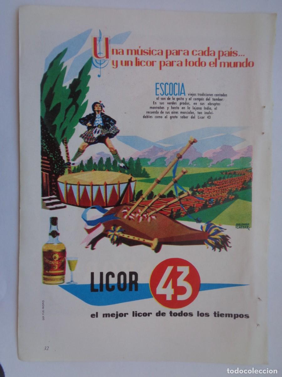 Coleccionismo: HOJA DE REVISTA CON ANUNCIO DE LICOR 43 , CON IMAGEN DE ESCOCES . A&Ntilde;OS 50