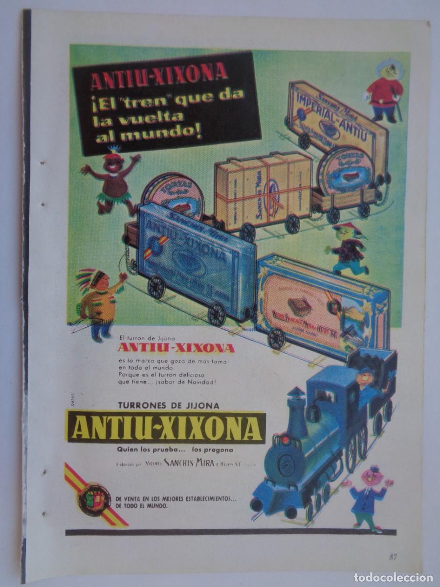 Coleccionismo: HOJA DE REVISTA CON ANUNCIO DE TURRONES ANTIU-XIXONA . A&Ntilde;OS 50