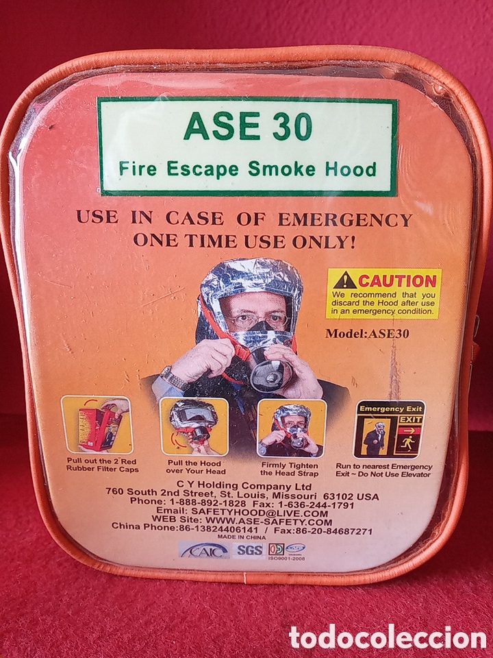 Coleccionismo: ANTIGUA MASCARA DE ESCAPE CONTRA INCENDIOS.FIRE ESCAPE SMOKE HOOD.