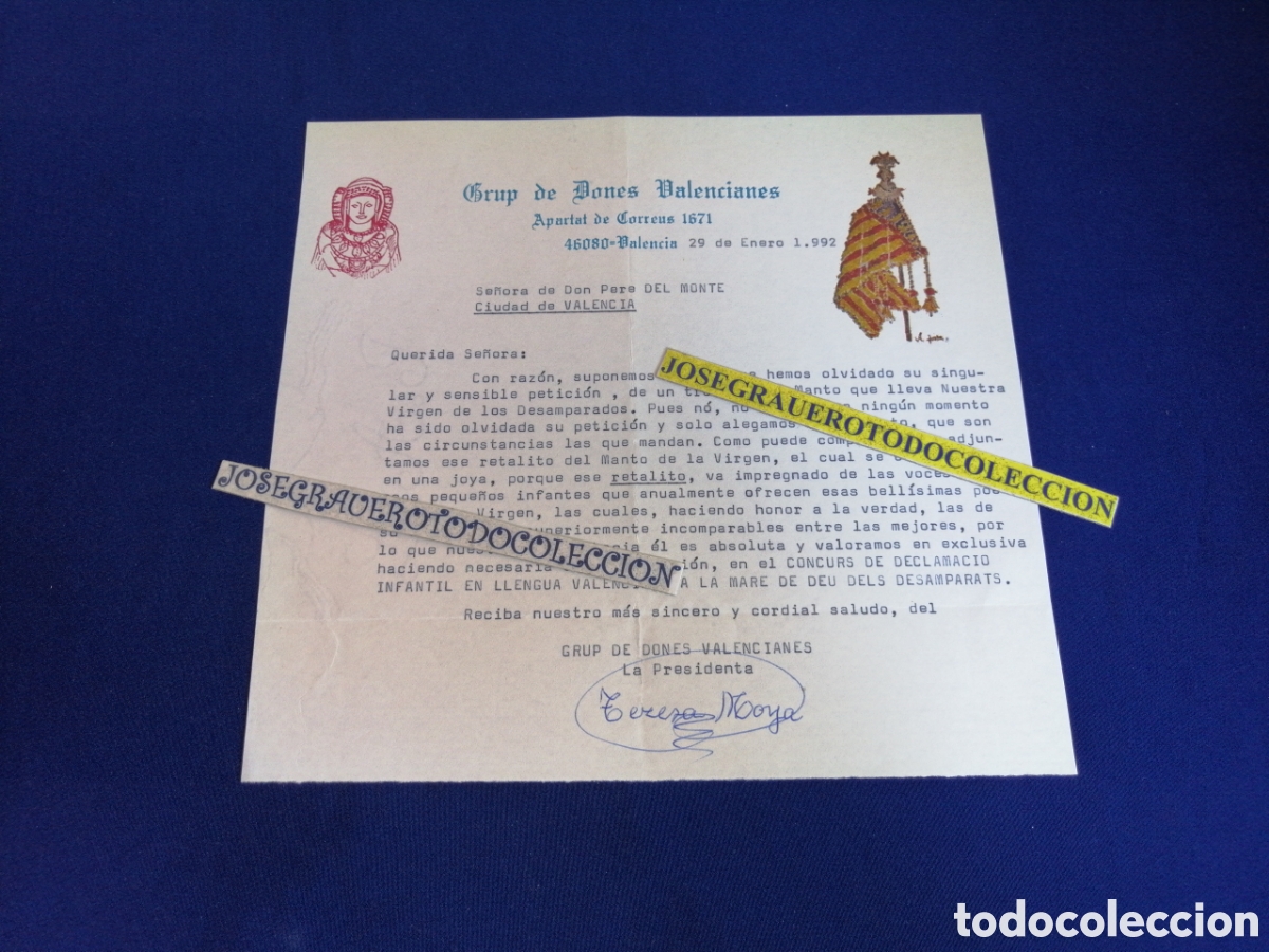 Coleccionismo: GRUP DE DONES VALENCIANES 1992 FIRMA PRESIDENTA- DOCUMENTO