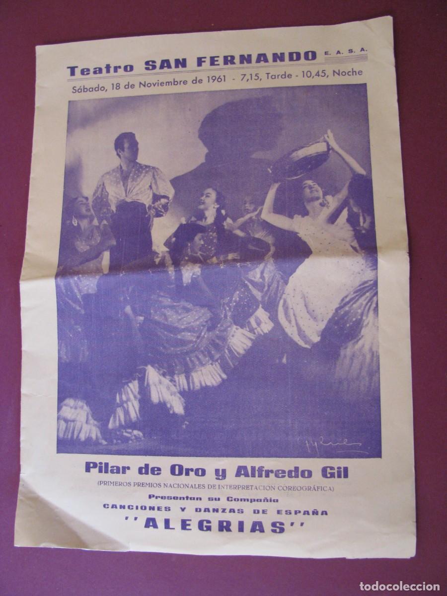 Coleccionismo: PROGRAMA DE ESPECT&Aacute;CULO. TEATRO SAN FERNANDO, SEVILLA 1961. PILAR DE ORO ALFREDO GIL.