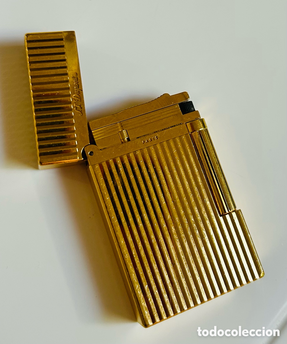 Coleccionismo: S.T. DUPONT LIGNE 2 VINTAGE DORADO &ndash; GUILLONCH&Eacute; L&Iacute;NEAS VERTICALES &ndash; MADE IN FRANCE