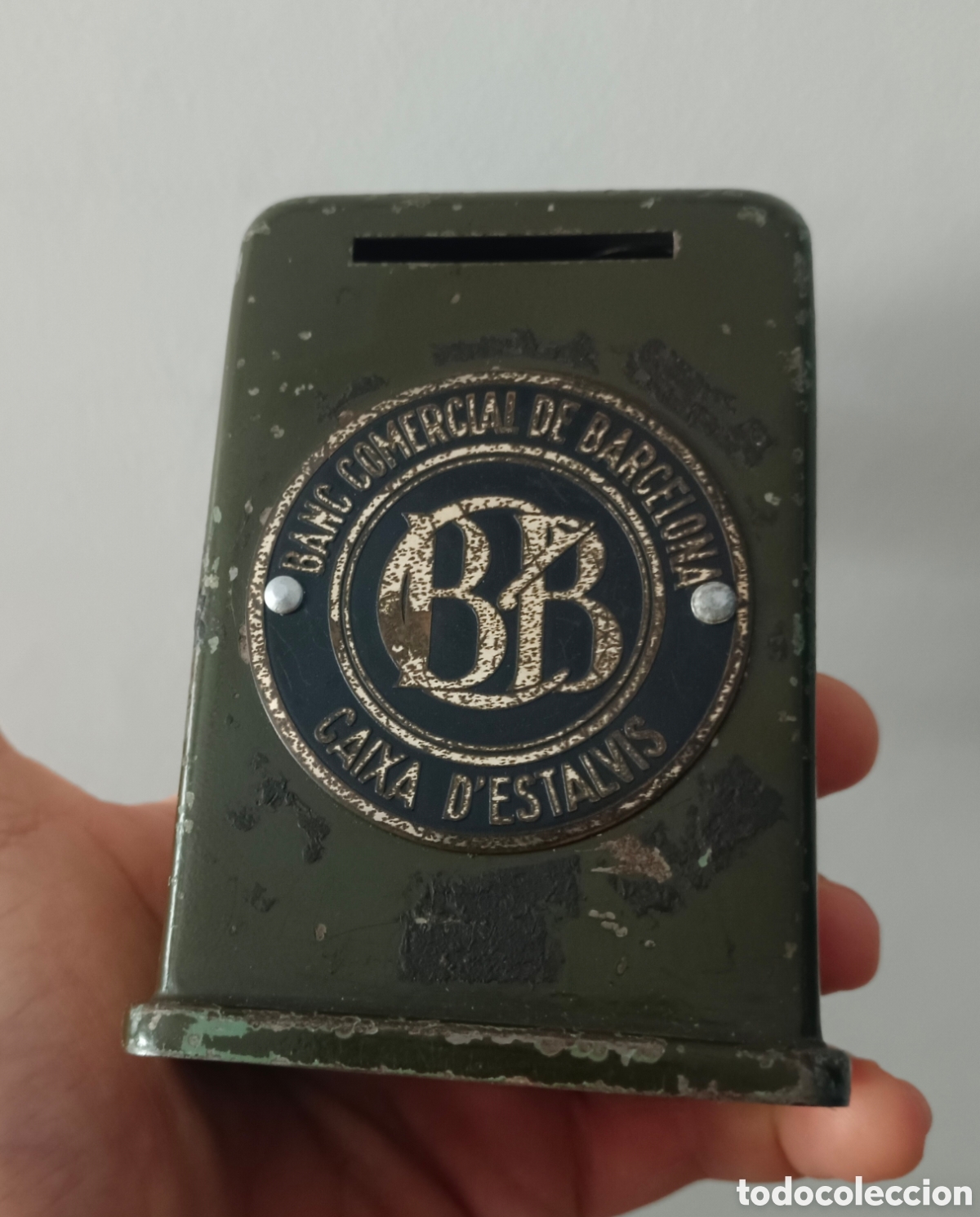 Coleccionismo: Antigua hucha caja de caudales banc comercial de barcelona , caixa d'estalvis BCB