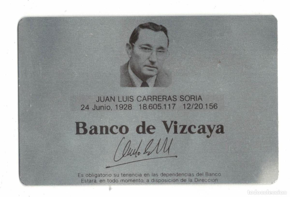 Coleccionismo: Tarjeta met&aacute;lica identificaci&oacute;n Banco de Vizcaya a&ntilde;os 1970